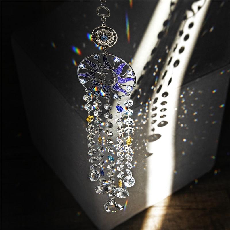 Chandelier Wind Chimes Turkish Blue Evil Eye Moon Sun Star Sun-catcher Rainbow Maker Wind Chimes Wall Hanging Crystal Prisms Hanging Pendant Home Decor Gifts Blessing Protection Decoration - ALLURELATION Decor - 503, Chandelier Wind-chime, Crystal Ball Wind Chimes, Crystals Wind Chimes, Decor, Decor Wind Chimes, Decoration, Decorative Wind-chime, Dream Catcher Bell, Dream Catcher Wind Chime, Evil Eye Wind-chime, Moon Wind-chime, Rainbow Maker Wind-chime, Star Wind-chime, Sun-catcher Wind-chime - Stevvex.com