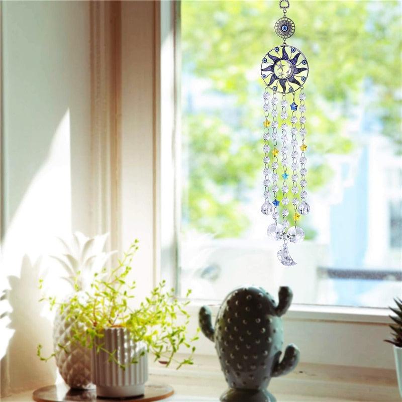 Chandelier Wind Chimes Turkish Blue Evil Eye Moon Sun Star Sun-catcher Rainbow Maker Wind Chimes Wall Hanging Crystal Prisms Hanging Pendant Home Decor Gifts Blessing Protection Decoration - ALLURELATION Decor - 503, Chandelier Wind-chime, Crystal Ball Wind Chimes, Crystals Wind Chimes, Decor, Decor Wind Chimes, Decoration, Decorative Wind-chime, Dream Catcher Bell, Dream Catcher Wind Chime, Evil Eye Wind-chime, Moon Wind-chime, Rainbow Maker Wind-chime, Star Wind-chime, Sun-catcher Wind-chime - Stevvex.com