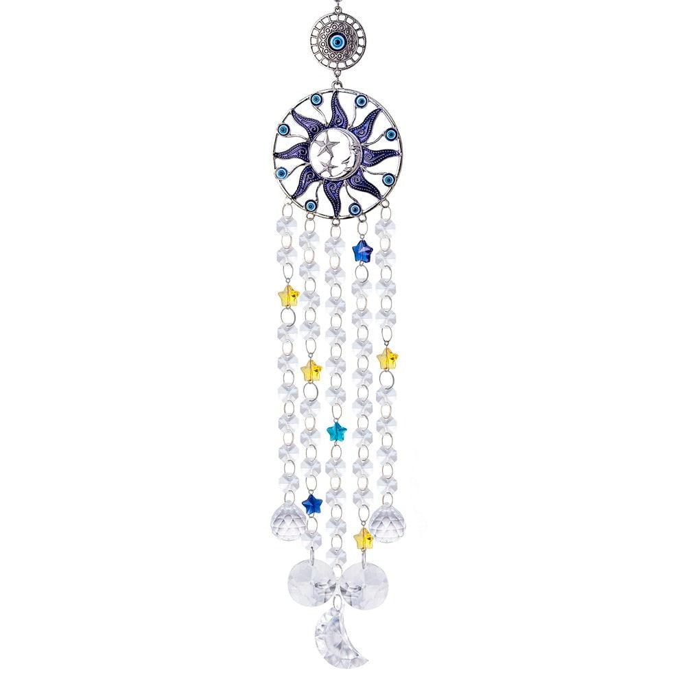 Chandelier Wind Chimes Turkish Blue Evil Eye Moon Sun Star Sun-catcher Rainbow Maker Wind Chimes Wall Hanging Crystal Prisms Hanging Pendant Home Decor Gifts Blessing Protection Decoration - ALLURELATION Decor - 503, Chandelier Wind-chime, Crystal Ball Wind Chimes, Crystals Wind Chimes, Decor, Decor Wind Chimes, Decoration, Decorative Wind-chime, Dream Catcher Bell, Dream Catcher Wind Chime, Evil Eye Wind-chime, Moon Wind-chime, Rainbow Maker Wind-chime, Star Wind-chime, Sun-catcher Wind-chime - Stevvex.com