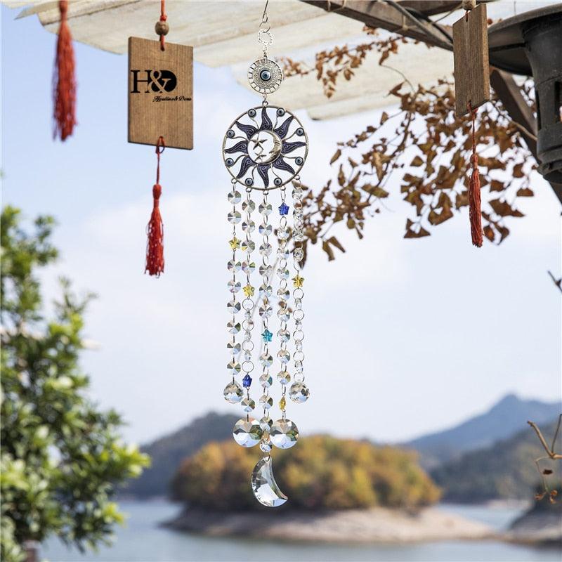 Chandelier Wind Chimes Turkish Blue Evil Eye Moon Sun Star Sun-catcher Rainbow Maker Wind Chimes Wall Hanging Crystal Prisms Hanging Pendant Home Decor Gifts Blessing Protection Decoration - ALLURELATION Decor - 503, Chandelier Wind-chime, Crystal Ball Wind Chimes, Crystals Wind Chimes, Decor, Decor Wind Chimes, Decoration, Decorative Wind-chime, Dream Catcher Bell, Dream Catcher Wind Chime, Evil Eye Wind-chime, Moon Wind-chime, Rainbow Maker Wind-chime, Star Wind-chime, Sun-catcher Wind-chime - Stevvex.com