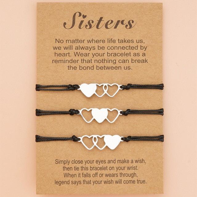 Charm Friendship Bracelets Sister Best Friend Bracelet With Card Matching Heart Distance Bracelets Friendship Gift For Sisters Best Friends Bestie Girls Women Relationship Matching Bracelet Women Jewelry