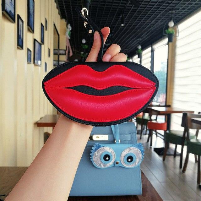 Charming Eye Portable Sun Glasses Lips Leather Eyewear Case Sunglasses Cute Protection Bags Leather Sunglasses Case Holder Eyeglasses Portable Glasses Pouch With Hook Strap For Women Girls