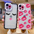 Charming Girl Lips Red Kisses Back Phone Cover Case for iphone 7 8 Plus 11 12 13 14 Pro Max X XS XR Soft Red Lips with Built-in Bumper Shockproof Protective Phone Cover for iPhone