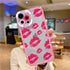 Charming Girl Lips Red Kisses Back Phone Cover Case for iphone 7 8 Plus 11 12 13 14 Pro Max X XS XR Soft Red Lips with Built-in Bumper Shockproof Protective Phone Cover for iPhone