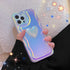 Charming Heart Wavy Case For iPhone 11 12 13 14 Pro Max XS Max XR X Holographic Rainbow Soft Air Cushion Shockproof Cover Reflection Purple Pink Case for iPhone Gradient Back Cover