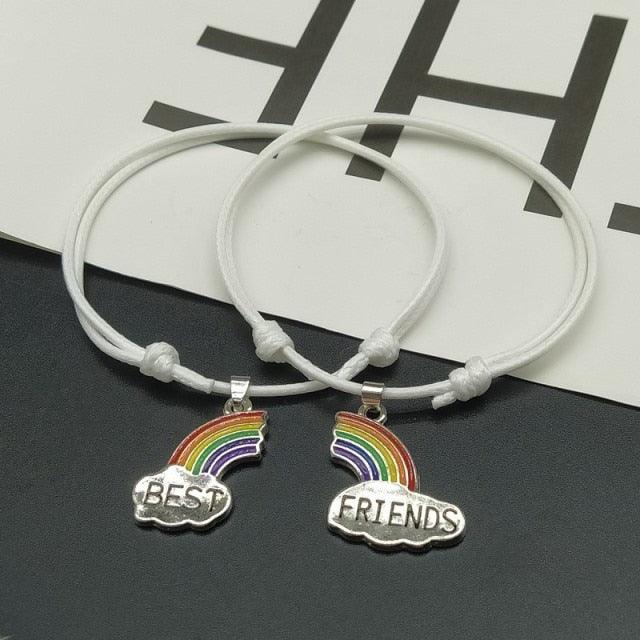 Charming Rainbow Best Friend Bracelet Adjustable Friendship Couple Bracelet Gift Hand Bracelet Set of 2 Matching Friendship Bracelet Elastic Rainbow Cloud Bracelets For Close Friends Christmas Birthday Gifts