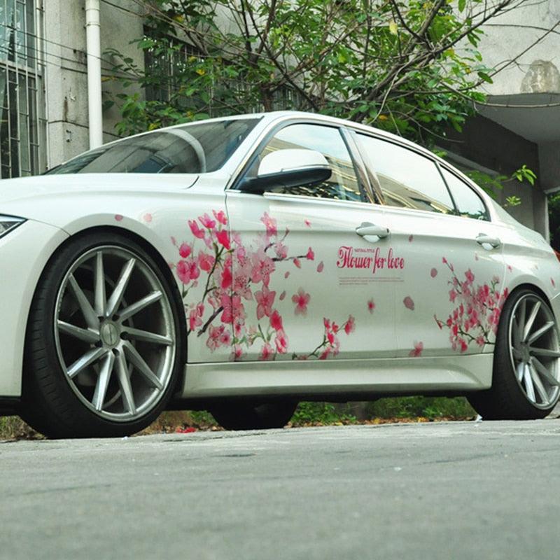 Cherry Blossom Floral Car Stickers Love Pink Auto Vinyl Window for Women Car Tuning Styling Accessories Flower Peach Blossom Car Stickers Car Decals Peel Sticker Removable Car Stickers