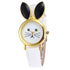 Children Cute Rabbit Leather Strap Casual Wrist Watches Fashion Big Rhinestone Dial Student Quartz Watch Simple Leather Quartz Watches Ultra-Thin Analog Watches For Girls Student