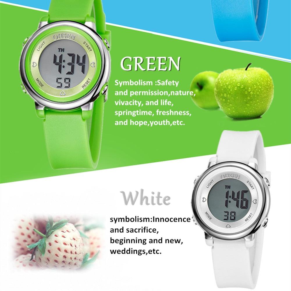 Children Digital LED Fashion Sport Watch Cute Wrist Watch Waterproof Kids Watch Sport Multi Function 50M Waterproof LED Alarm Stopwatch Digital Child Wristwatch For Boy Girl