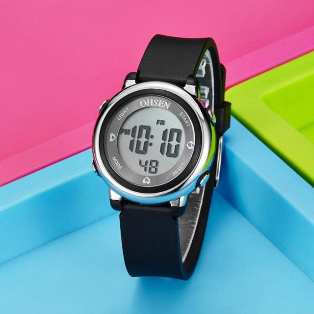 Children Digital LED Fashion Sport Watch Cute Wrist Watch Waterproof Kids Watch Sport Multi Function 50M Waterproof LED Alarm Stopwatch Digital Child Wristwatch For Boy Girl