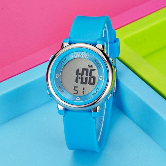 Children Digital LED Fashion Sport Watch Cute Wrist Watch Waterproof Kids Watch Sport Multi Function 50M Waterproof LED Alarm Stopwatch Digital Child Wristwatch For Boy Girl