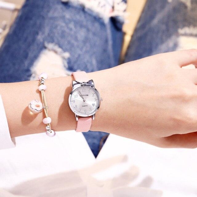 Children Quartz Watch Fashion Student Watch Analog Watch Leather Strap Quartz Watch Children Set Bracelet Watch Leather Band Luxury Quartz Watches Elegant Design For Womens