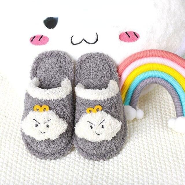 Children's Cotton Slippers Boys And Girls Home Furry Shoes Indoor Warm Shoes Winter Non-slip Cotton Shoes Furry Slippers Memory Foam Anti-Slip House Shoes Comfortable Cotton Slippers Home Bedroom Shoes