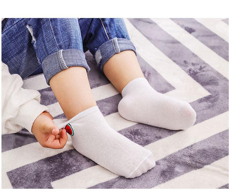 Children's Cotton Socks Cute Cartoon Fruit Embroidery Socks Comfortable Cartoon Socks Combed Out Of Pure Cotton Soft Comfortable Crew Socks For Kids