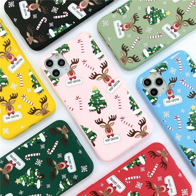 Christmas Beautiful Santa Phone Case For iPhone 13 14 12 11 Pro Max Mini 14Plus Soft Silicone Cover Christmas Silicone Mobile Phone Case Protective Case Comfortable Case for iPhone