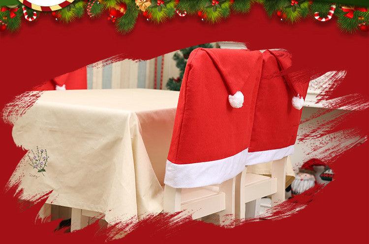 Christmas Chair Covers Red Santa Claus Hat Chair Back Covers Christmas Chair Covers Decor Santa Claus Red Hat Snowflake Chair Xmas Cap Kitchen Dining Chair Slipcovers Sets For Christmas Table Party Decor