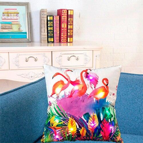 Christmas Cushion Cover Led Light Cushion Covers Xmas Holiday Couch Pillows Rustic Christmas Decorations Winter Pillowcase Light Up Pillow Case Soft Pillows Cover Cushion Santa Pillowcase 45x45CM