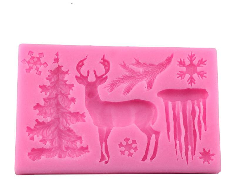 Christmas Deer Silicone Mold Snowflake Chocolate Candy Molds Cake Decorating Tools Kitchen Baking Moulds Christmas Theme Silicone Mold Snowflake Tree Deer Dessert Ice Cube Candy Chocolate Mold