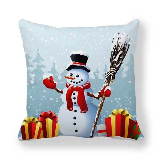 Christmas Pillowcase Holiday Decoration Christmas Santa Pillow Covers Santa Claus Pillow Covers Christmas Sofa Throw Pillow Home Cushion Cover Christmas Snowman Print Pillowcase Letter 45x45CM