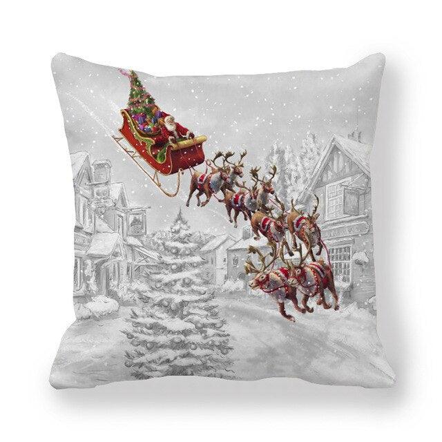 Christmas Pillowcase Holiday Decoration Christmas Santa Pillow Covers Santa Claus Pillow Covers Christmas Sofa Throw Pillow Home Cushion Cover Christmas Snowman Print Pillowcase Letter 45x45CM