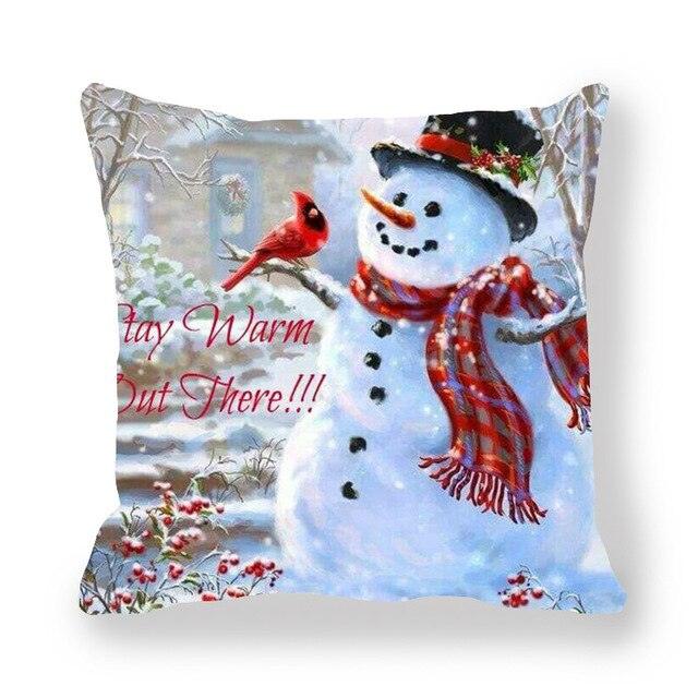 Christmas Pillowcase Holiday Decoration Christmas Santa Pillow Covers Santa Claus Pillow Covers Christmas Sofa Throw Pillow Home Cushion Cover Christmas Snowman Print Pillowcase Letter 45x45CM