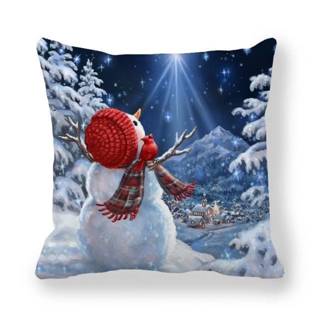 Christmas Pillowcase Holiday Decoration Christmas Santa Pillow Covers Santa Claus Pillow Covers Christmas Sofa Throw Pillow Home Cushion Cover Christmas Snowman Print Pillowcase Letter 45x45CM