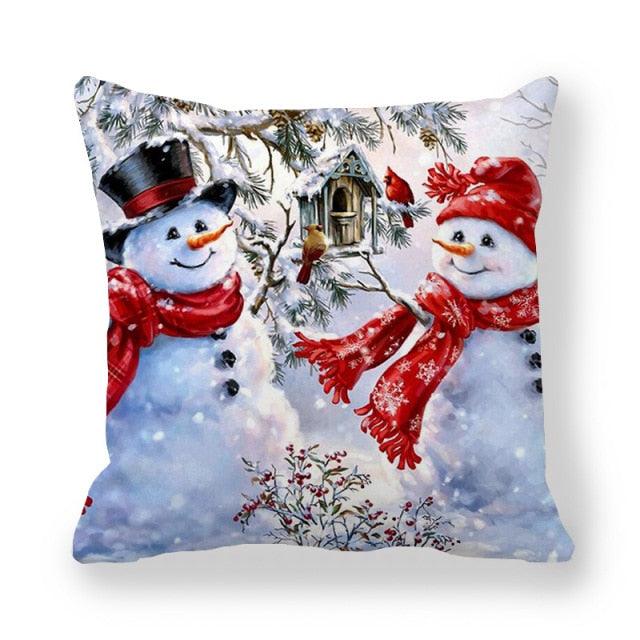 Christmas Pillowcase Holiday Decoration Christmas Santa Pillow Covers Santa Claus Pillow Covers Christmas Sofa Throw Pillow Home Cushion Cover Christmas Snowman Print Pillowcase Letter 45x45CM