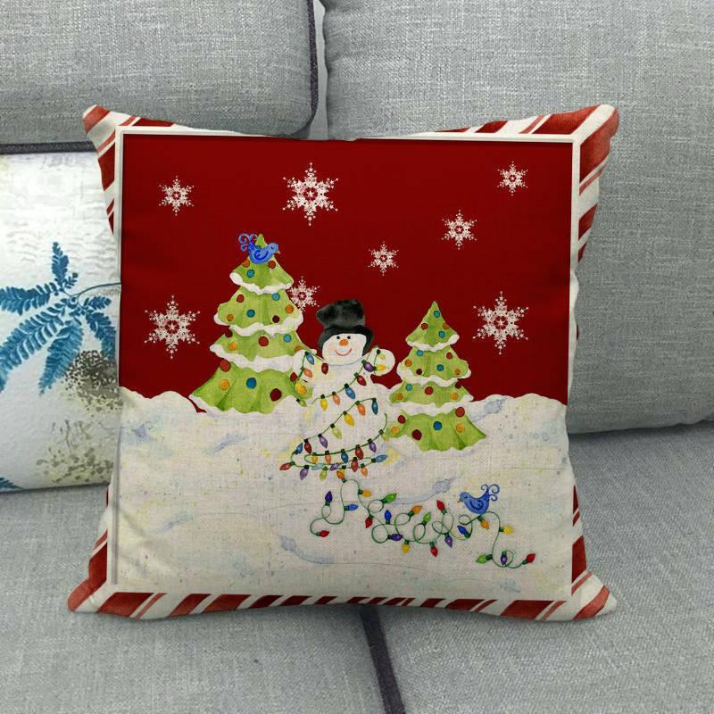 Christmas Pillowcase Sofa Cushion Cover Christmas Pillow Covers Merry Christmas Series Santa Claus Snowman With Xmas Gift Decorations Throw Pillow Linen Pillow Case 45x45CM