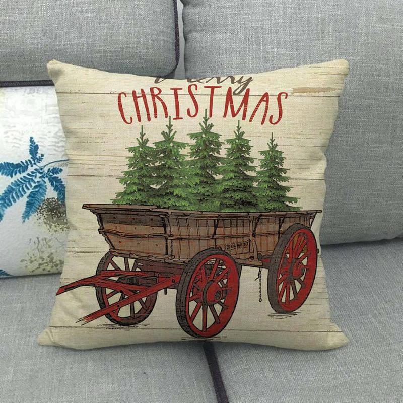 Christmas Pillowcase Sofa Cushion Cover Christmas Pillow Covers Merry Christmas Series Santa Claus Snowman With Xmas Gift Decorations Throw Pillow Linen Pillow Case 45x45CM