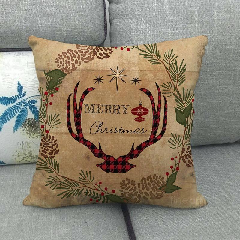 Christmas Pillowcase Sofa Cushion Cover Christmas Pillow Covers Merry Christmas Series Santa Claus Snowman With Xmas Gift Decorations Throw Pillow Linen Pillow Case 45x45CM