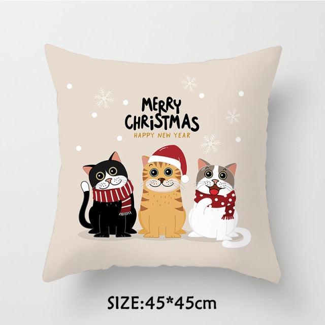 Christmas Pillowcase Tree Santa Claus Cushion Cover Christmas Pillow Case Decorative Santa Claus Xmas Throw Pillowcase Cotton Linen Square Cushion Pillow Covers