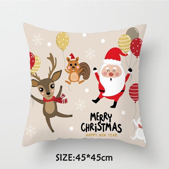 Christmas Pillowcase Tree Santa Claus Cushion Cover Christmas Pillow Case Decorative Santa Claus Xmas Throw Pillowcase Cotton Linen Square Cushion Pillow Covers