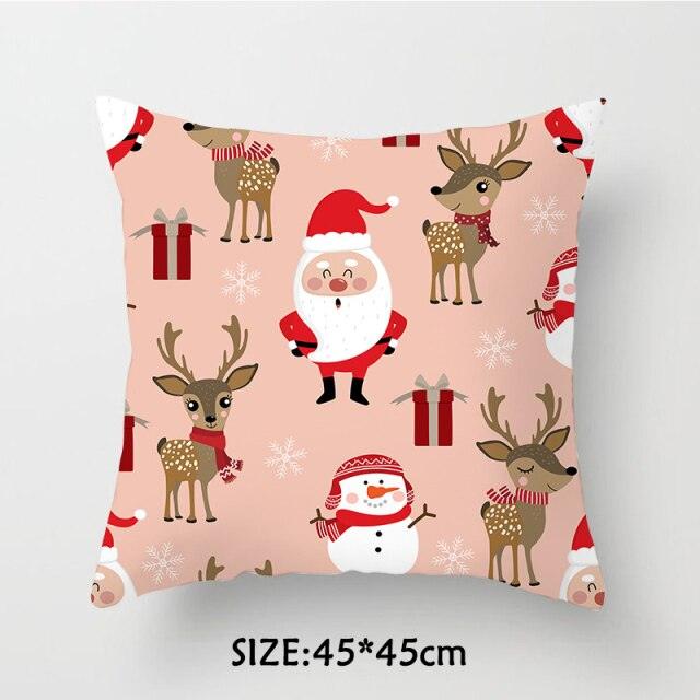 Christmas Pillowcase Tree Santa Claus Cushion Cover Christmas Pillow Case Decorative Santa Claus Xmas Throw Pillowcase Cotton Linen Square Cushion Pillow Covers