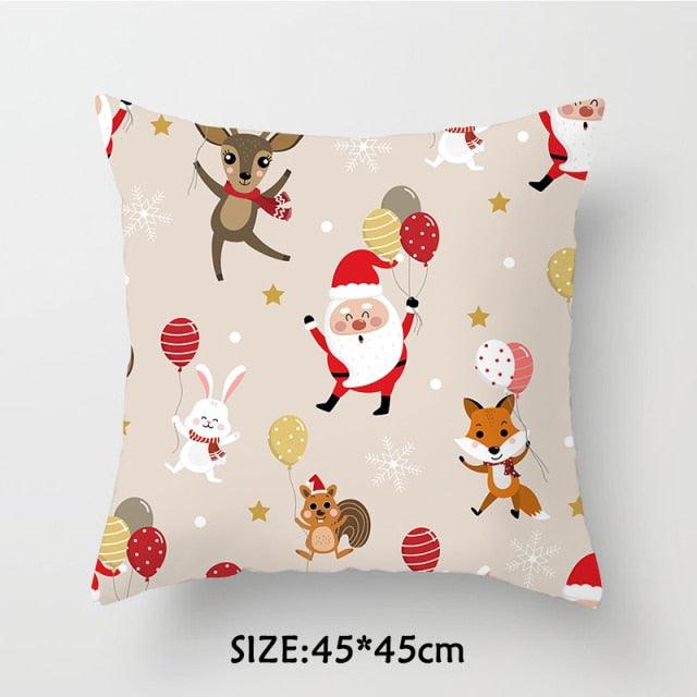 Christmas Pillowcase Tree Santa Claus Cushion Cover Christmas Pillow Case Decorative Santa Claus Xmas Throw Pillowcase Cotton Linen Square Cushion Pillow Covers