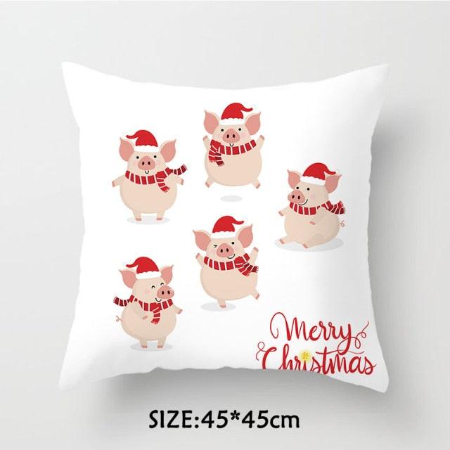 Christmas Pillowcase Tree Santa Claus Cushion Cover Christmas Pillow Case Decorative Santa Claus Xmas Throw Pillowcase Cotton Linen Square Cushion Pillow Covers