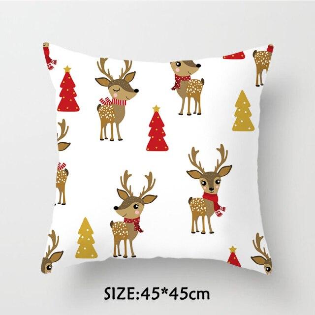 Christmas Pillowcase Tree Santa Claus Cushion Cover Christmas Pillow Case Decorative Santa Claus Xmas Throw Pillowcase Cotton Linen Square Cushion Pillow Covers