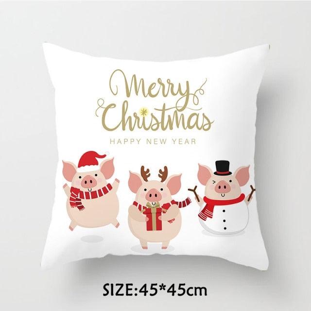 Christmas Pillowcase Tree Santa Claus Cushion Cover Christmas Pillow Case Decorative Santa Claus Xmas Throw Pillowcase Cotton Linen Square Cushion Pillow Covers