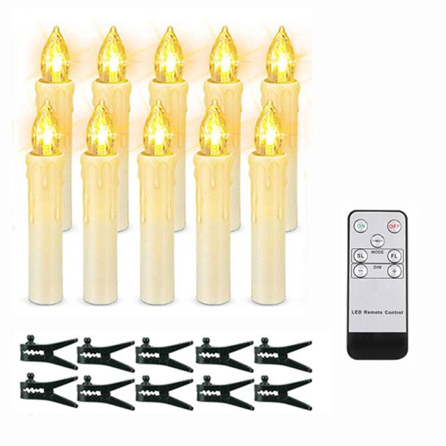 Christmas Tree Clip Candle Warm White Battery Operated Waterproof LED Flameless Taper Ivory Floating Candles with Remote Timer Ideal For Home Flameless Flashing With Remote And Suction Cup LED Candles For Halloween Birthday Garden Decoration