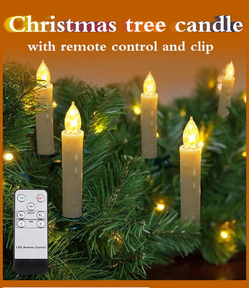 Christmas Tree Clip Candle Warm White Battery Operated Waterproof LED Flameless Taper Ivory Floating Candles with Remote Timer Ideal For Home Flameless Flashing With Remote And Suction Cup LED Candles For Halloween Birthday Garden Decoration