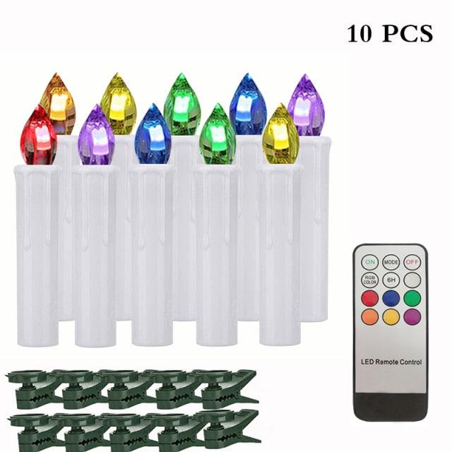 Christmas Tree Clip Candle Warm White Battery Operated Waterproof LED Flameless Taper Ivory Floating Candles with Remote Timer Ideal For Home Flameless Flashing With Remote And Suction Cup LED Candles For Halloween Birthday Garden Decoration