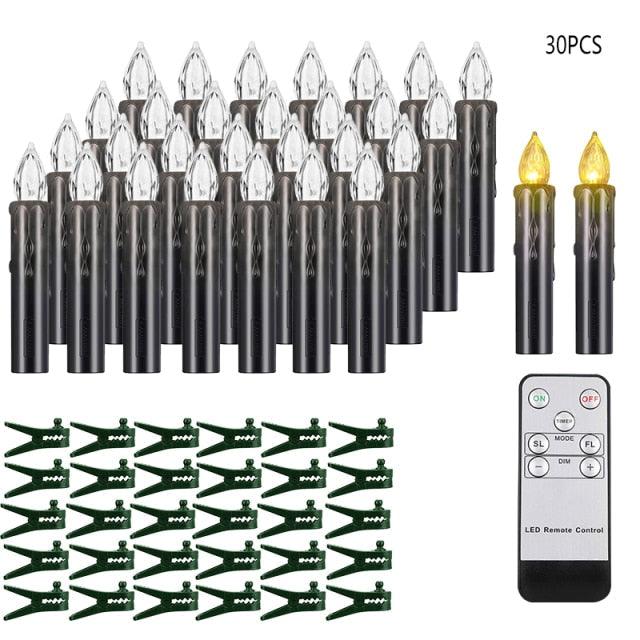 Christmas Tree Clip Candle Warm White Battery Operated Waterproof LED Flameless Taper Ivory Floating Candles with Remote Timer Ideal For Home Flameless Flashing With Remote And Suction Cup LED Candles For Halloween Birthday Garden Decoration