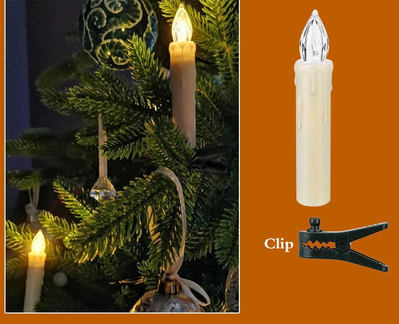 Christmas Tree Clip Candle Warm White Battery Operated Waterproof LED Flameless Taper Ivory Floating Candles with Remote Timer Ideal For Home Flameless Flashing With Remote And Suction Cup LED Candles For Halloween Birthday Garden Decoration