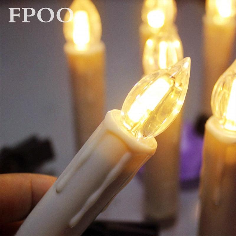 Christmas Tree Clip Candle Warm White Battery Operated Waterproof LED Flameless Taper Ivory Floating Candles with Remote Timer Ideal For Home Flameless Flashing With Remote And Suction Cup LED Candles For Halloween Birthday Garden Decoration