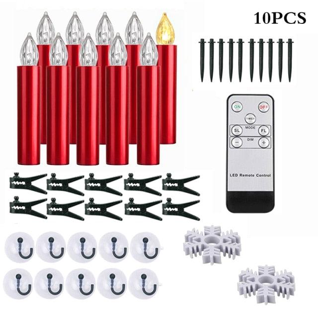 Christmas Tree Clip Candle Warm White Battery Operated Waterproof LED Flameless Taper Ivory Floating Candles with Remote Timer Ideal For Home Flameless Flashing With Remote And Suction Cup LED Candles For Halloween Birthday Garden Decoration