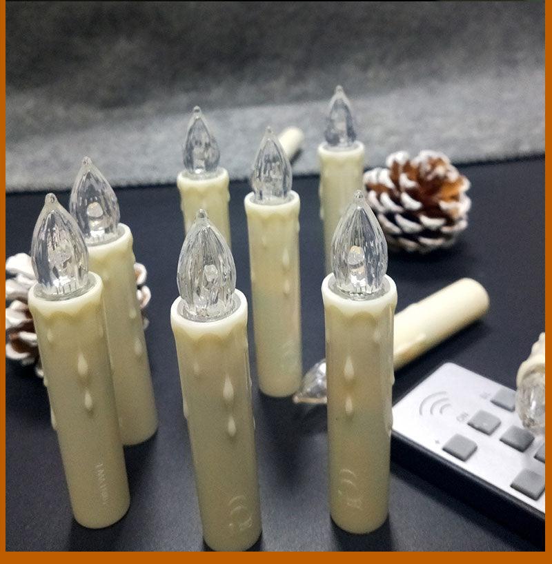 Christmas Tree Clip Candle Warm White Battery Operated Waterproof LED Flameless Taper Ivory Floating Candles with Remote Timer Ideal For Home Flameless Flashing With Remote And Suction Cup LED Candles For Halloween Birthday Garden Decoration