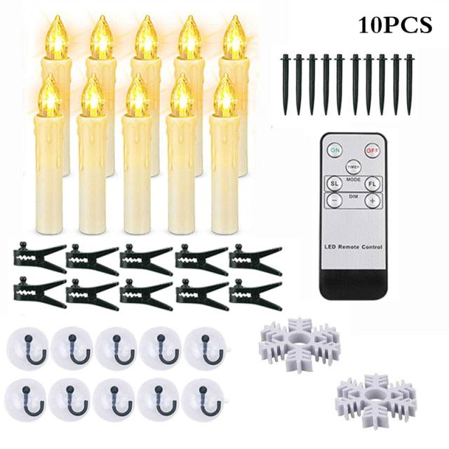 Christmas Tree Clip Candle Warm White Battery Operated Waterproof LED Flameless Taper Ivory Floating Candles with Remote Timer Ideal For Home Flameless Flashing With Remote And Suction Cup LED Candles For Halloween Birthday Garden Decoration