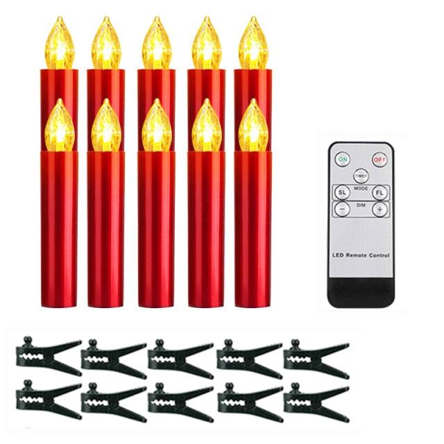 Christmas Tree Clip LED Candle Waterproof LED Flameless Taper Ivory Floating Candles with Remote Timer and Dimmable, Ideal for Home Indoor Outdoor Christmas Trees Lamp Simulation Flame Light Warm Candle Family Party Birthday Party Decorated With Candles