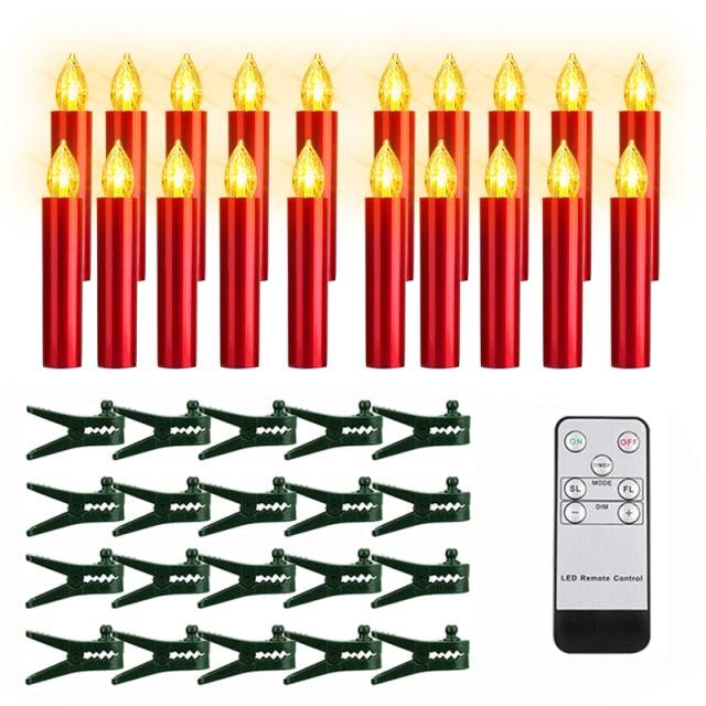 Christmas Tree Clip LED Candle Waterproof LED Flameless Taper Ivory Floating Candles with Remote Timer and Dimmable, Ideal for Home Indoor Outdoor Christmas Trees Lamp Simulation Flame Light Warm Candle Family Party Birthday Party Decorated With Candles