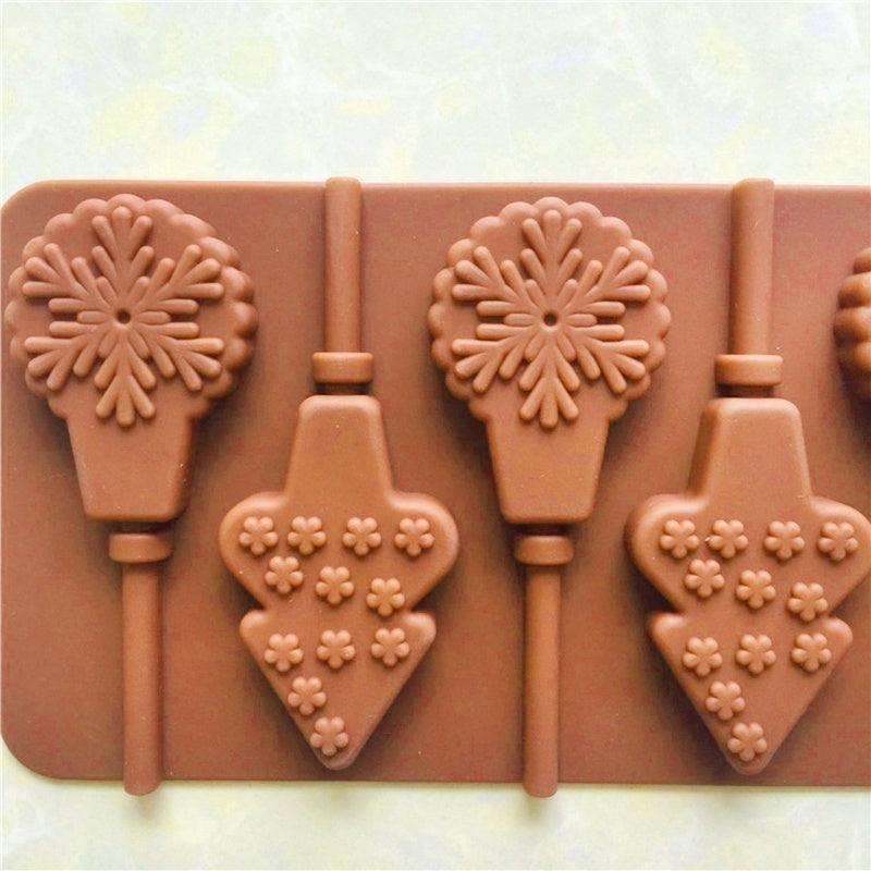 Christmas Tree Snowflake Lollipop Shape Silicone Chocalate Ice Cake Mold Mold Kitchen Baking Mold Silicone Popsicle Molds Cake Ice Pop Molds Homemade Ice Cream Mold Reusable Soft Molds For Kitchen Accessories