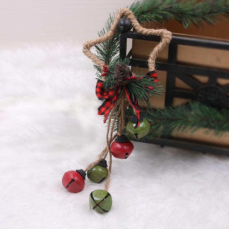 Christmas Wrought Iron Christmas Retro Bell Door Hanging Creative Rusty Old Bell String Pendant Creative Rusty Old Bell String